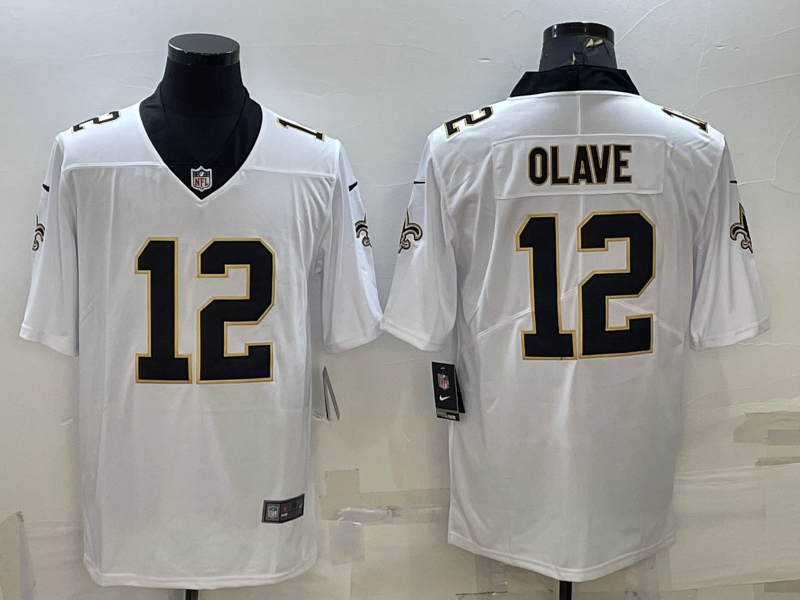Men's New Orleans Saints Chris Olave #12 White Jersey